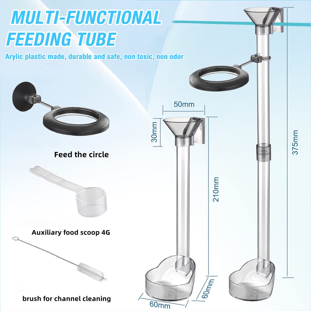 Qpets 14.7''/37.5cm Adjustable Height Fish Tank Fish Feeder Tube Set with Funnel & Fish Feeding Ring, Fish Tank Fish Feeder Aquarium Feed Tube Qpets 14.7''/37.5cm Adjustable Height Fish Tank Fish Feeder Tube Set with Funnel & Fish Feeding Ring, Fish Tank Fish Feeder Aquarium Feed Tube